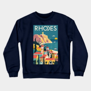 A Vintage Travel Illustration of Rhodes - Greece Crewneck Sweatshirt